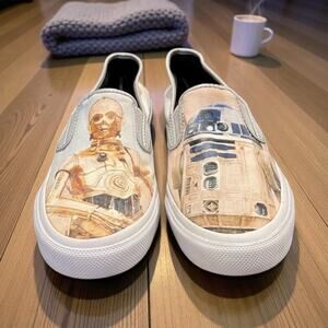 Sperry Star Wars Gray & White Slip-On Sneakers R2D2 & C3PO Men’s Size 10